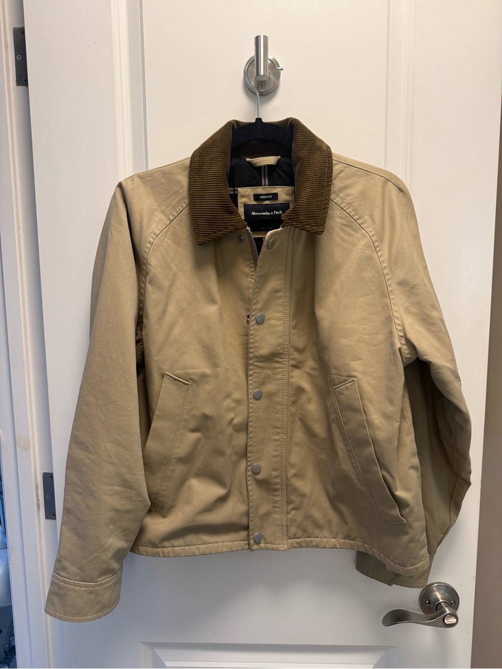 Abercrombie & Fitch Men’s Barn Jacket with Brown Corduroy Collar